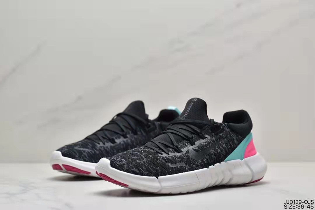 Nike Free RN Flyknit 2018 Black White Blue Pink Shoes - Click Image to Close